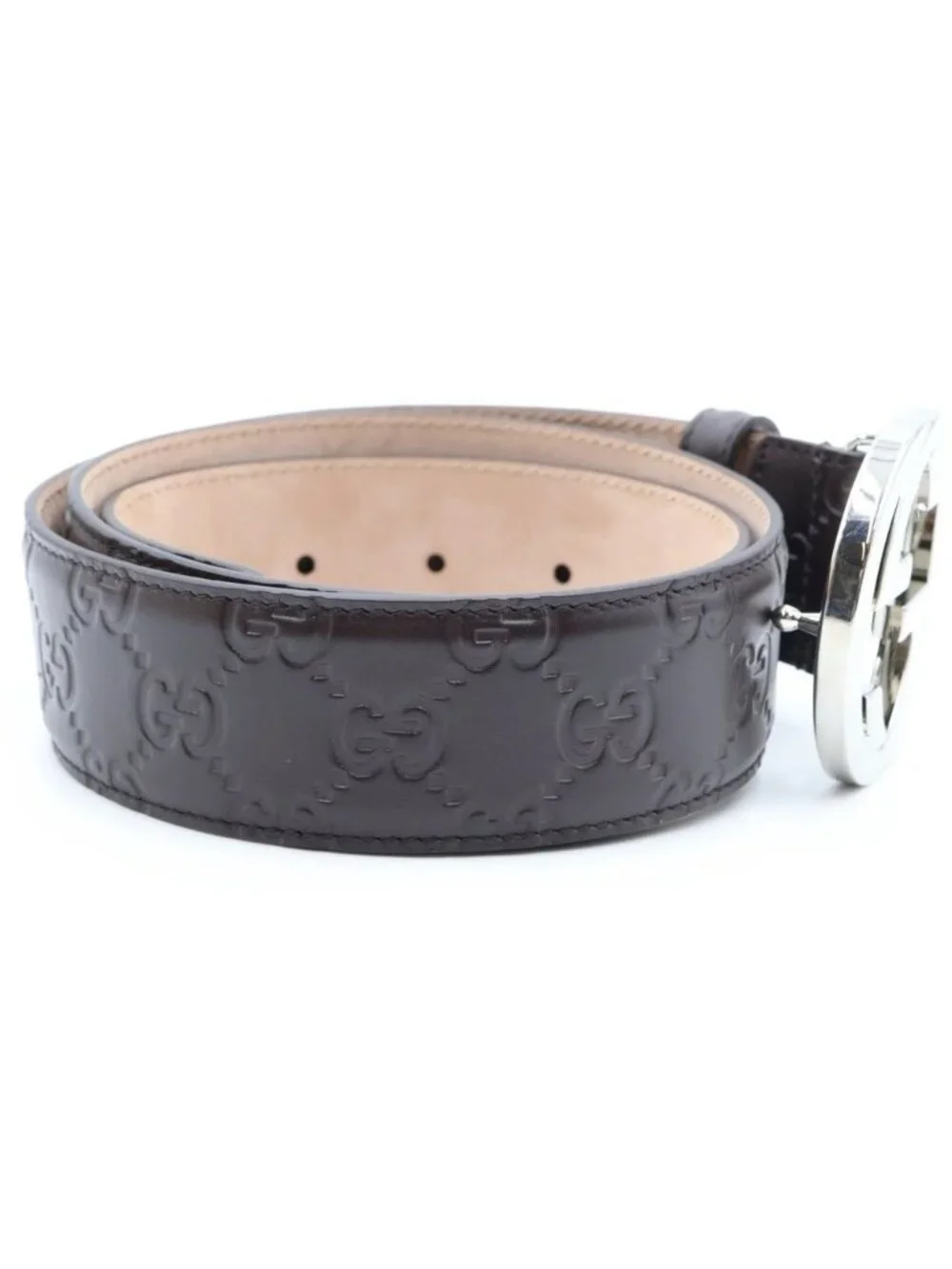 Gucci Guccissima Interlocking G Belt Brown Leather
